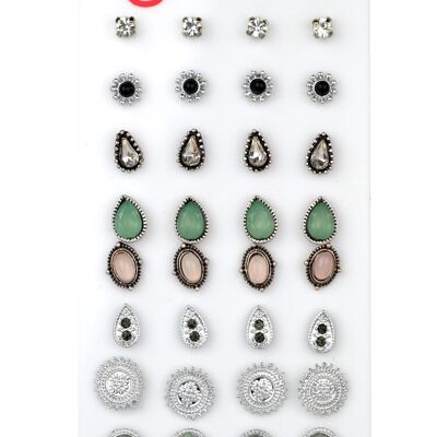 VINTAGE studs SILVER (16 paar) incl. gratis display