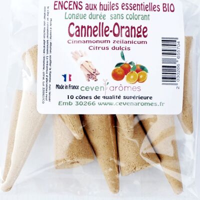 CINNAMON-ORANGE incense cones with organic essential oils