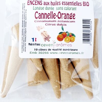 Cônes d'encens CANNELLE-ORANGE aux huiles essentielles BIO