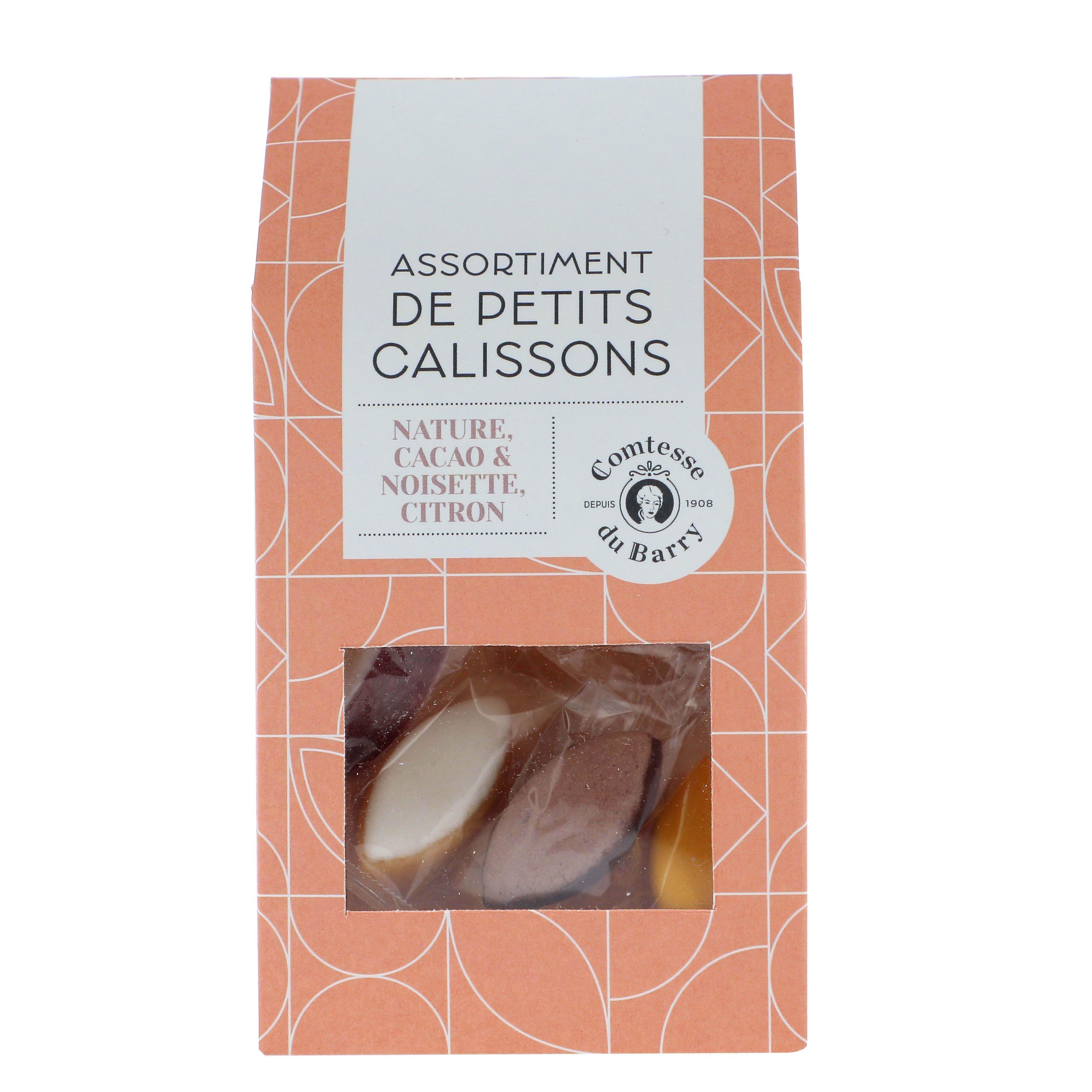 Assortimento di piccoli calissons al naturale, nocciola cacao e limone 70g