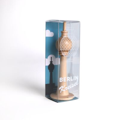 Berlin Kreisel - Souvenir, Alexanderplatz, Fernsehturm als Holzkreisel "Hergestellt in Deutschland"