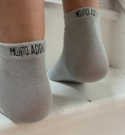 Idée cadeau : Chaussettes grises paillettes "Mojito addict"