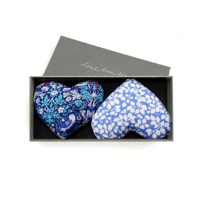 Heartsease Schachtel mit 2 Lavendelherzen aus Liberty-Stoff