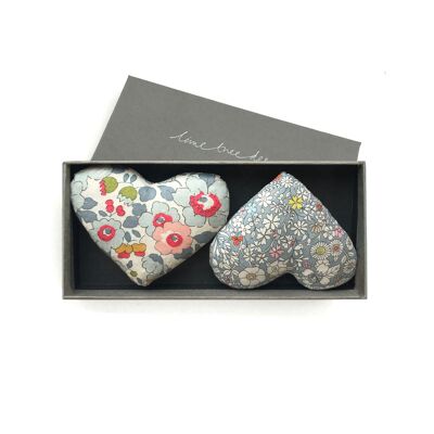 Love Heart Box of 2 Lavender Hearts made with Liberty Fabric