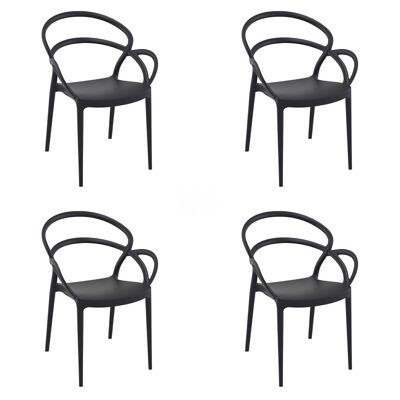 SET 4 CHAIR WITH ARMS MILA BLACK SQ20141