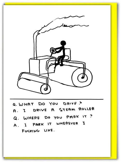 Birthday Card - Funny Everyday Card - Steam Roller