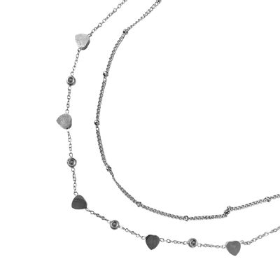 Collana Layers cuore argento - acciaio inossidabile
