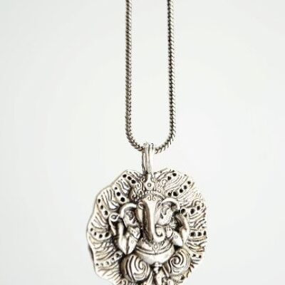 Pendentif chaîne Ganesha or/argent