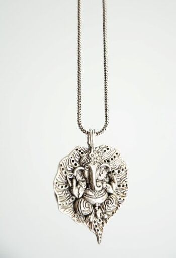 Pendentif chaîne Ganesha or/argent 1