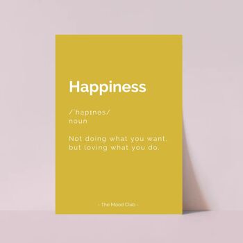 Affiche jaune A3 de définition positive de bonheur 2