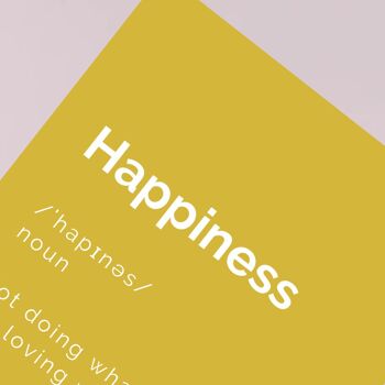 Affiche jaune A3 de définition positive de bonheur 3