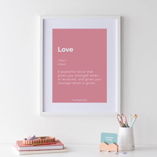 Love positive definition A3 pink poster