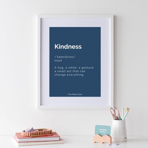 Kindness positive definition A3 blue poster