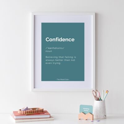 Confidence positive definition A3 green poster