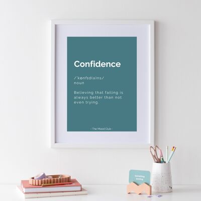 Cartel verde A3 de definición positiva de confianza.