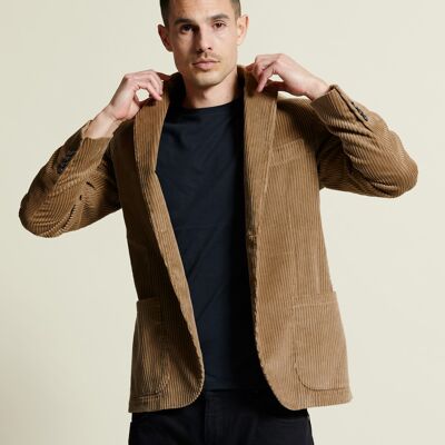 SLIM JACKET IN BEIGE VELVET