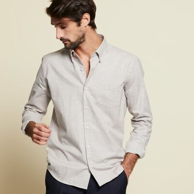 BEIGE BUTTONED POINTED SHIRT
