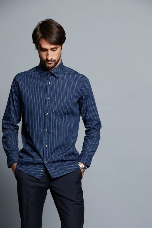 CHEMISE EN COTON IMPRIME BLEU