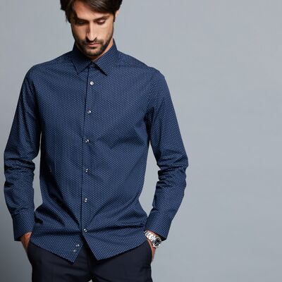 BLUE PRINTED COTTON SHIRT