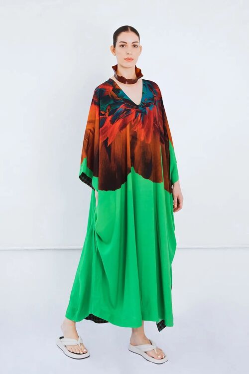 Kaftan with Maxi Floral in Green