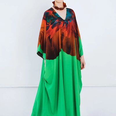 Kaftan mit Maxi-Blumenmuster in Grün