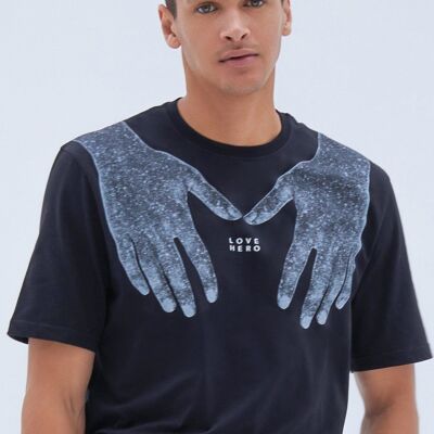 T-shirt mains de la vie en noir