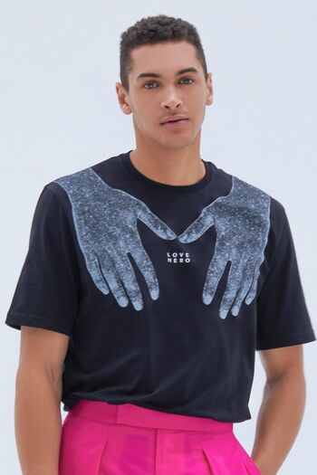 T-shirt mains de la vie en noir 1