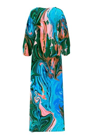 Robe longue en jersey à col en V et imprimé Paint Stroke 3