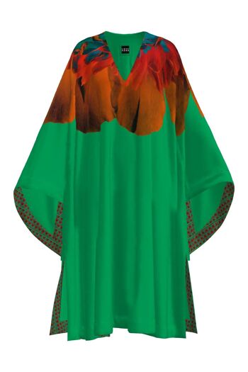 Mini Kaftan avec Maxi Floral en Imprimé Vert 1