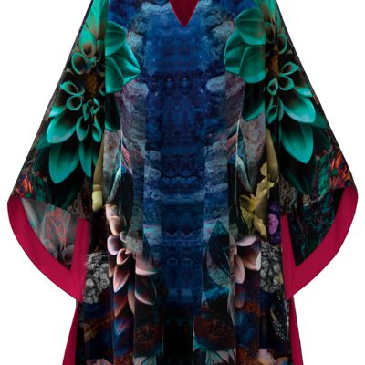 Printed Short Kaftan in Dark Nature