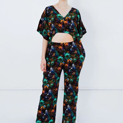 Upcycled – The Winnie – Relaxed Pants & Oversized Crop Top Set in Dark Nature