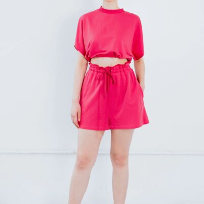 Upcycled - Playsuit - Shorts & Crop Top Set in Pink