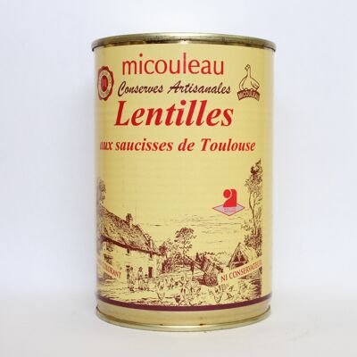 Lentilles aux saucisses de Toulouse boite 1/2 380g