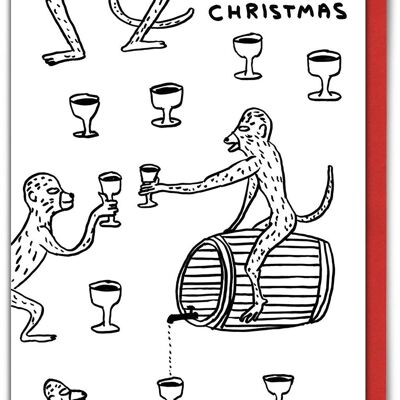 Carte de Noël - Funny Celebrate Monkeys Xmas Card