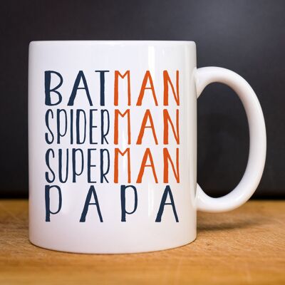 TAZA BLANCA SUPERMAN BATMAN SPIDERMAN PAPA