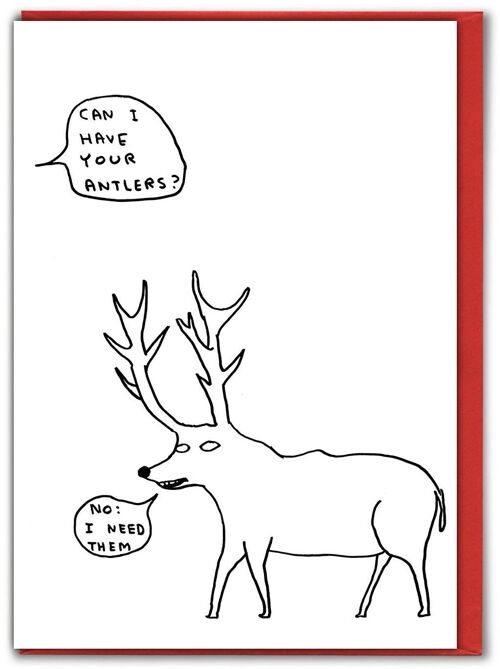 Christmas Card - Funny Antlers Xmas Card