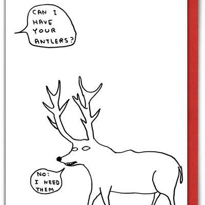Cartolina di Natale - Cartolina di Natale con corna divertenti