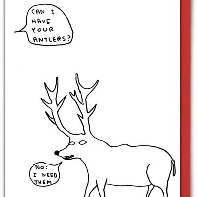 Cartolina di Natale - Cartolina di Natale con corna divertenti