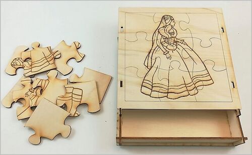 Maquette Boite Puzzle - Modèle Princesse 9 pièces