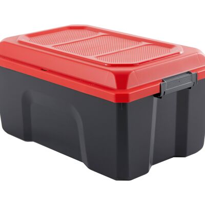 Storage trunk with snap lid 40L - Red and Black