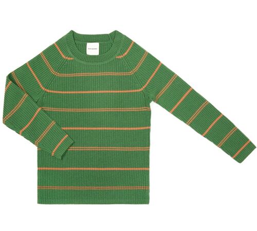 Basic Pullover Green/Apricot Stripe