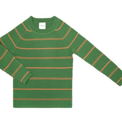 Basic Pullover Green/Apricot Stripe