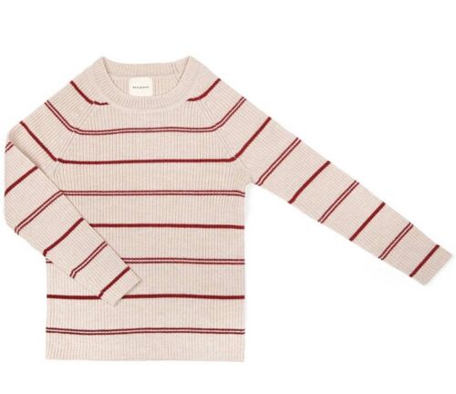 Basic Pullover Oat/Crimson Stripe