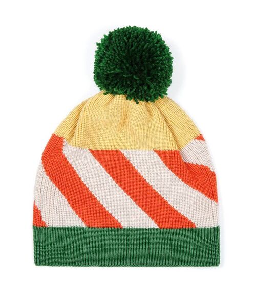 Colorful Beanie Green/Orange Stripe