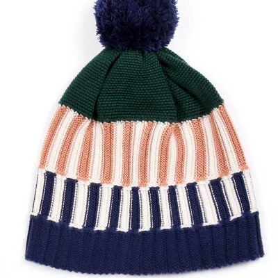 Colorful Beanie Navy/Dusty Pink Stripe