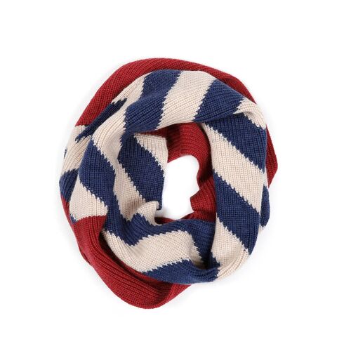 Colorful Snood Crimson/Navy Stripe