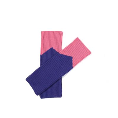 Kontrast-Bein-/Handwärmer Pink/Indigo