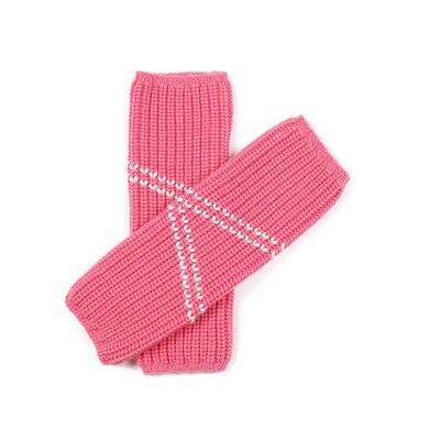 Calentador de piernas/muñecas bordado rosa