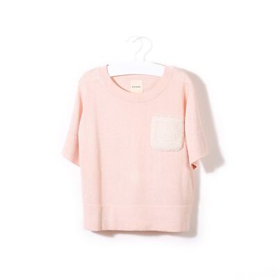 Flauschiges T-Shirt mit Tasche Rosa