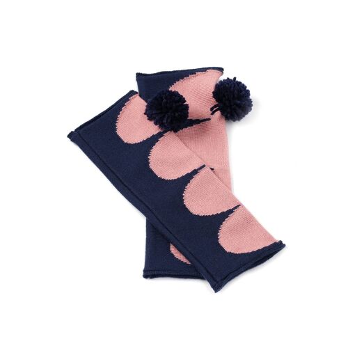 Pom Pom Leg/Wrist Warmer Navy/Lilac